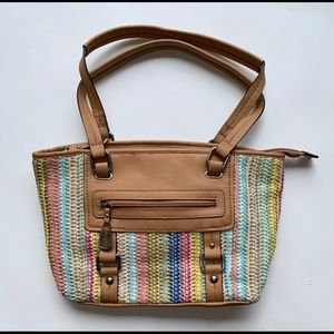 Multi colored Woven Rosetti Purse